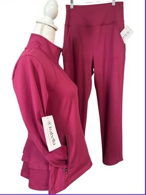 Isabella Active Wear Set 2 Pc Peplum Jacket & Petal Hem Joggers NWT Sz Sm & Med